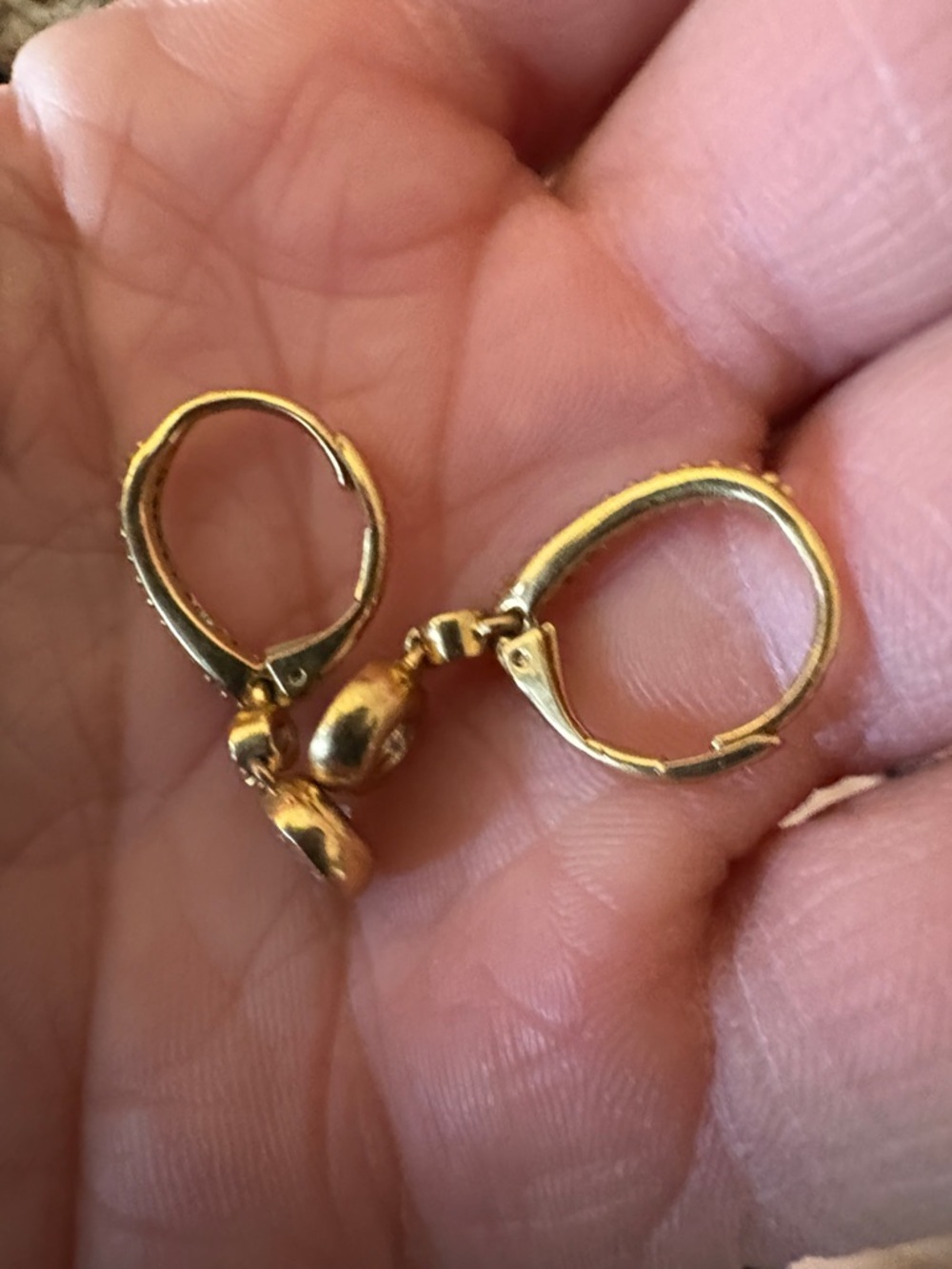 TWO-DAY SALE! DOUBLE BEZEL CRYSTAL GOLD-PLATED LEVERBACK 1.3" EARRINGS - Picture 5 of 8